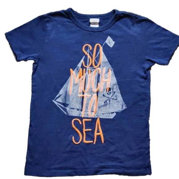 Crewcuts Other - Crewcuts So Much to Sea T-shirt Size 6/7 Color navy with orange embroidery
